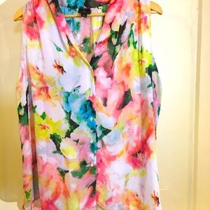 Worthington Sleeveless Floral Blouse